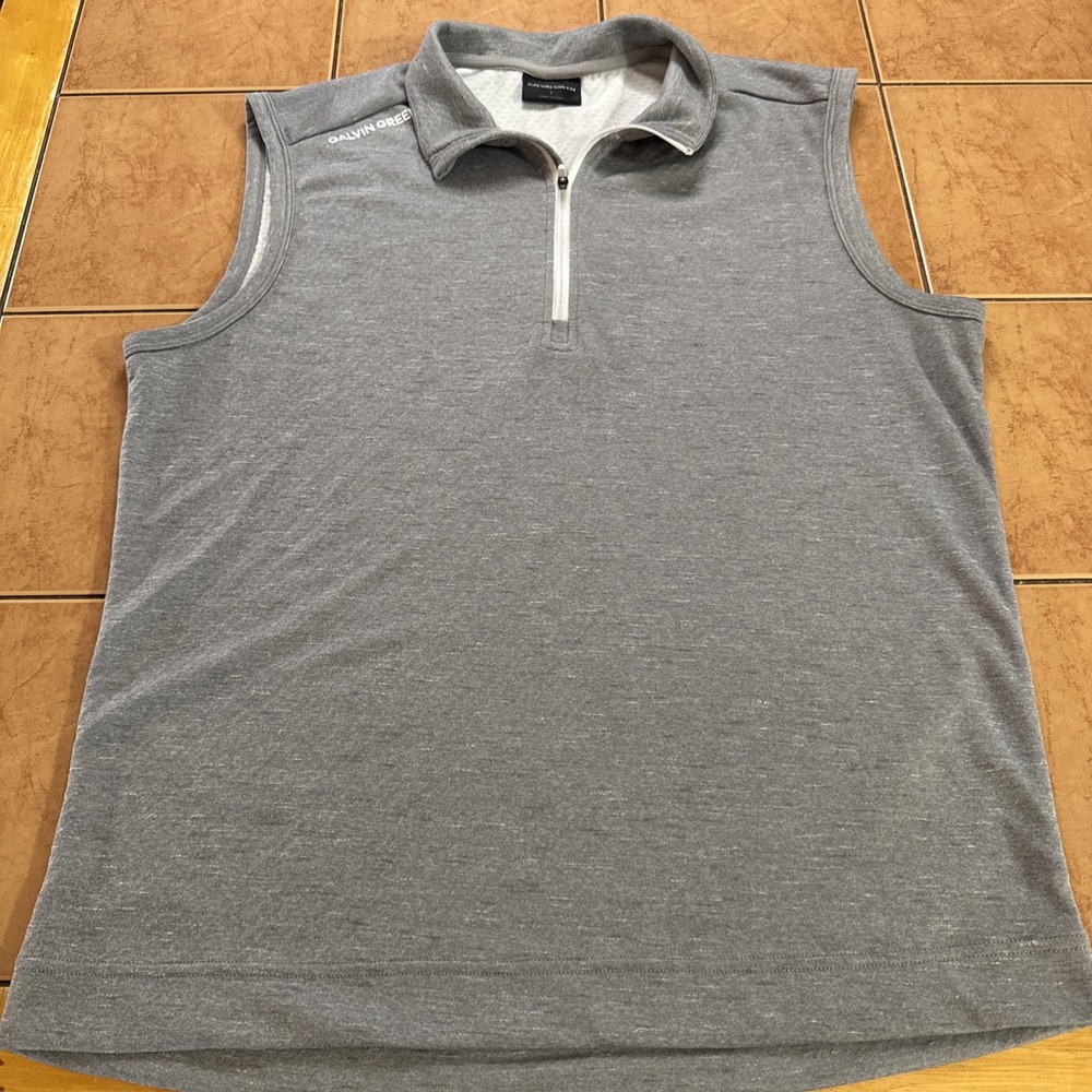 Galvin Green Gilet Mens Sz Large Gray Golf Mid Layer Vest 1/4 Zip Casual